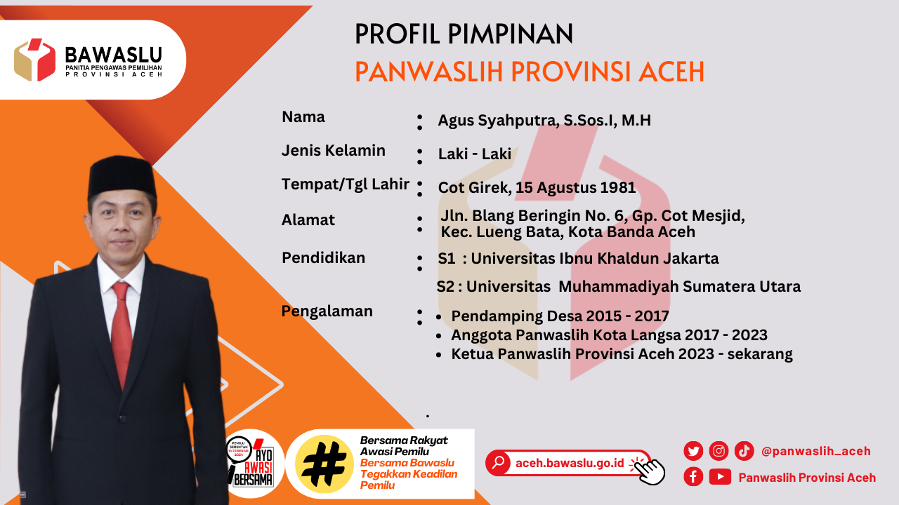 Rapat Kerja Pembentukan Panwascam, Pimpinan Panwaslih Provinsi Aceh:  Panwascam Berintegritas, Menghasilkan Pemilu yang Jujur dan Adil
