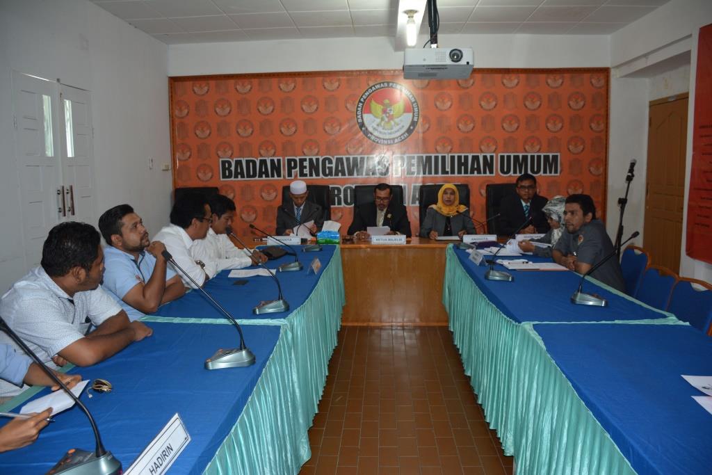 BAWASLU ACEH TETAPKAN TERIMA LAPORAN PARTAI GRAM