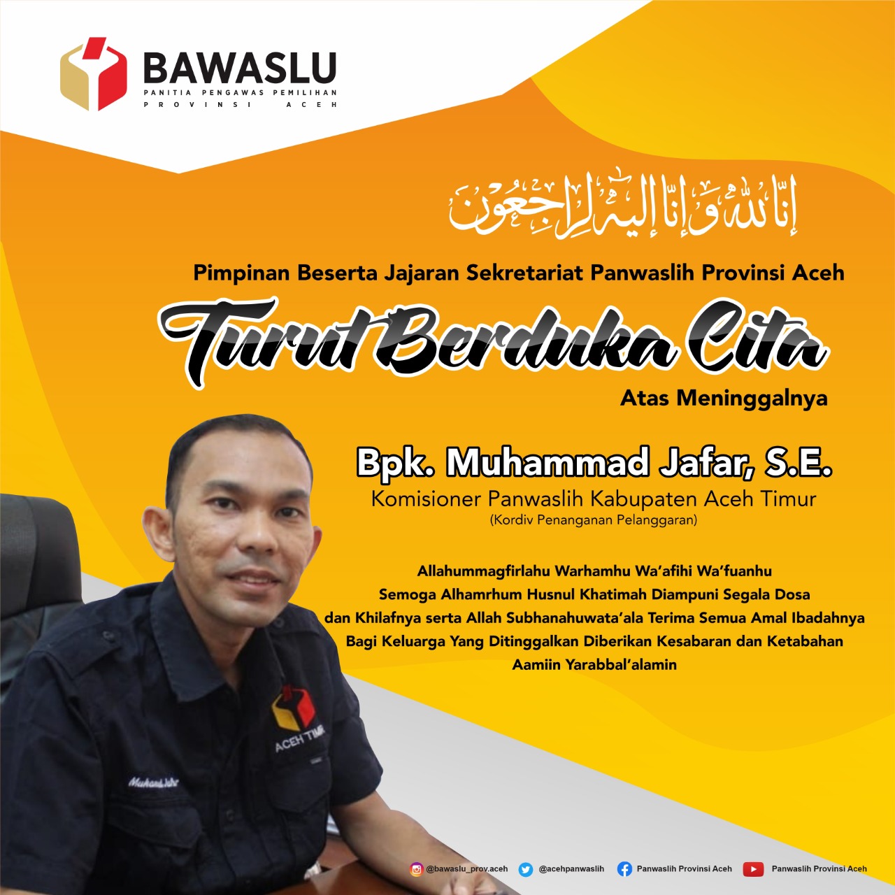 Muhammad Jafar Meninggal Dunia, Pengawas Pemilu Kembali Berduka