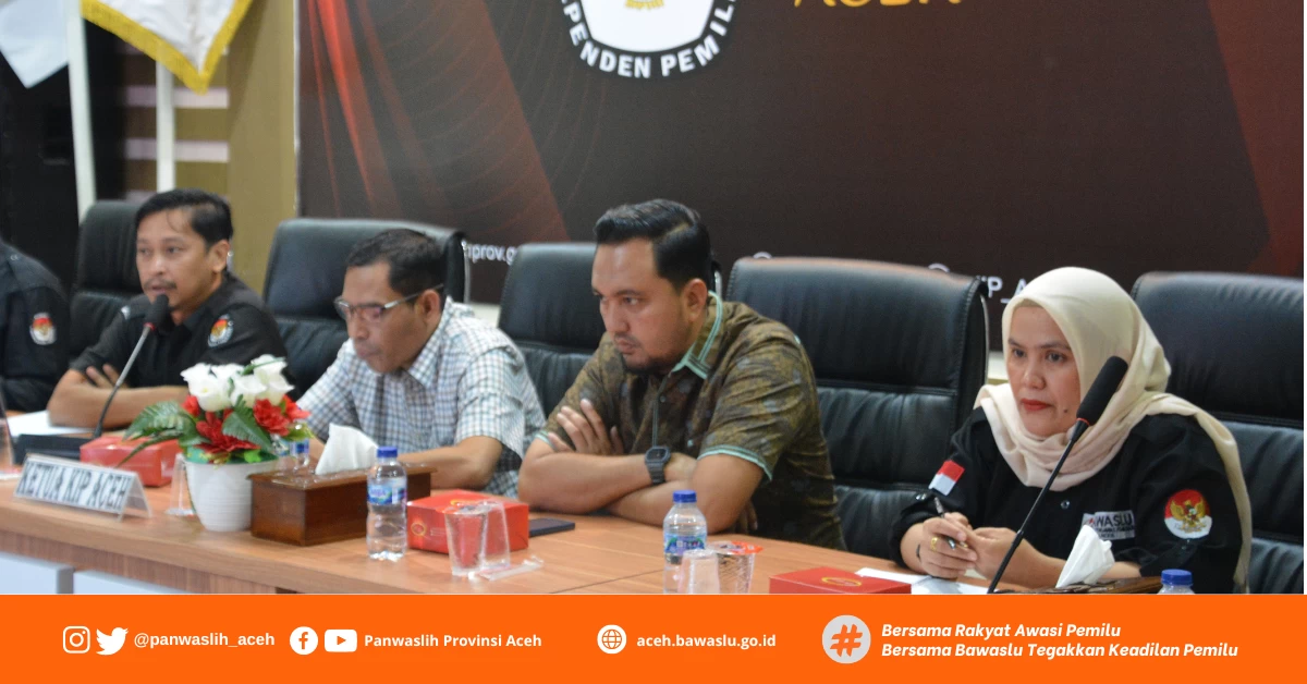 Panwaslih Provinsi Aceh Mengikuti Rapat Koordinasi Penyusunan Jadwal Rapat Umum Pemilu Tahun 2024 bersama KIP dan Peserta Pemilu