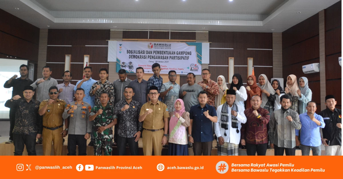 Panwaslih Provinsi Aceh Resmikan Gampong Padang Datar Sebagai Gampong Demokrasi Pengawasan Partisipatif di Aceh Jaya