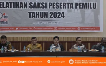 Panwaslih Provinsi Aceh melaksanakan Training of Trainer (ToT) Pelatihan Saksi Peserta Pemilu Tahun 2024